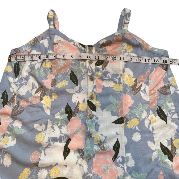 Torrid NEW Fit And Flare Rayon Slub Button Front Cami Floral Blue Med Large 10 - Picture 8 of 14